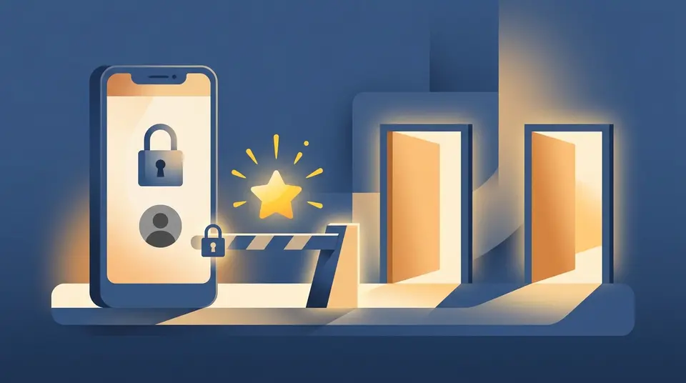 Smartphone mit Google-Anmeldemaske vor dem Schreiben einer Rezension